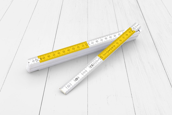 Zollstock 2m Holz weiß mit Dezimeterfeld und 90° Rastung