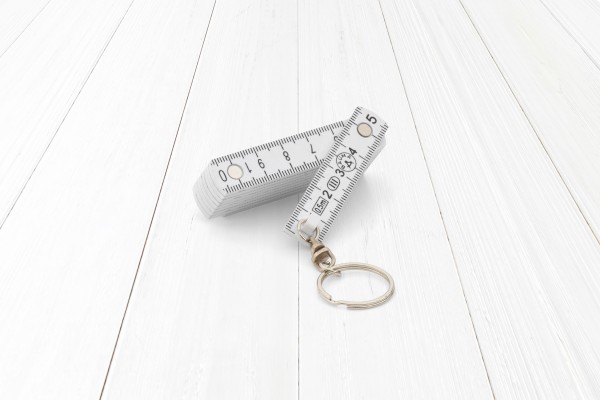 Mini Zollstock Schlüsselanhänger 50cm Kunststoff weiß